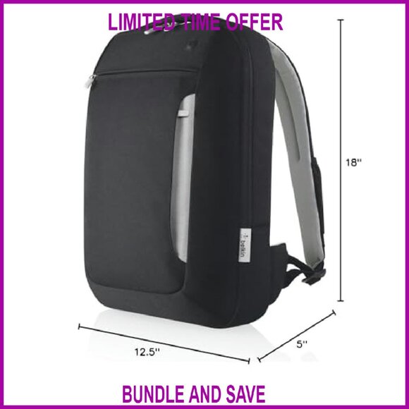 Slim Polyester Laptop Backpack for 15.4-Inch Notebooks with Removable Pouch - Picture 3 of 3